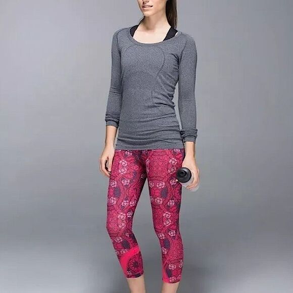 Lululemon Inspire Crop I All Full-On Lux 4 Pink Rose Floral Leggings! - Picture 15 of 15